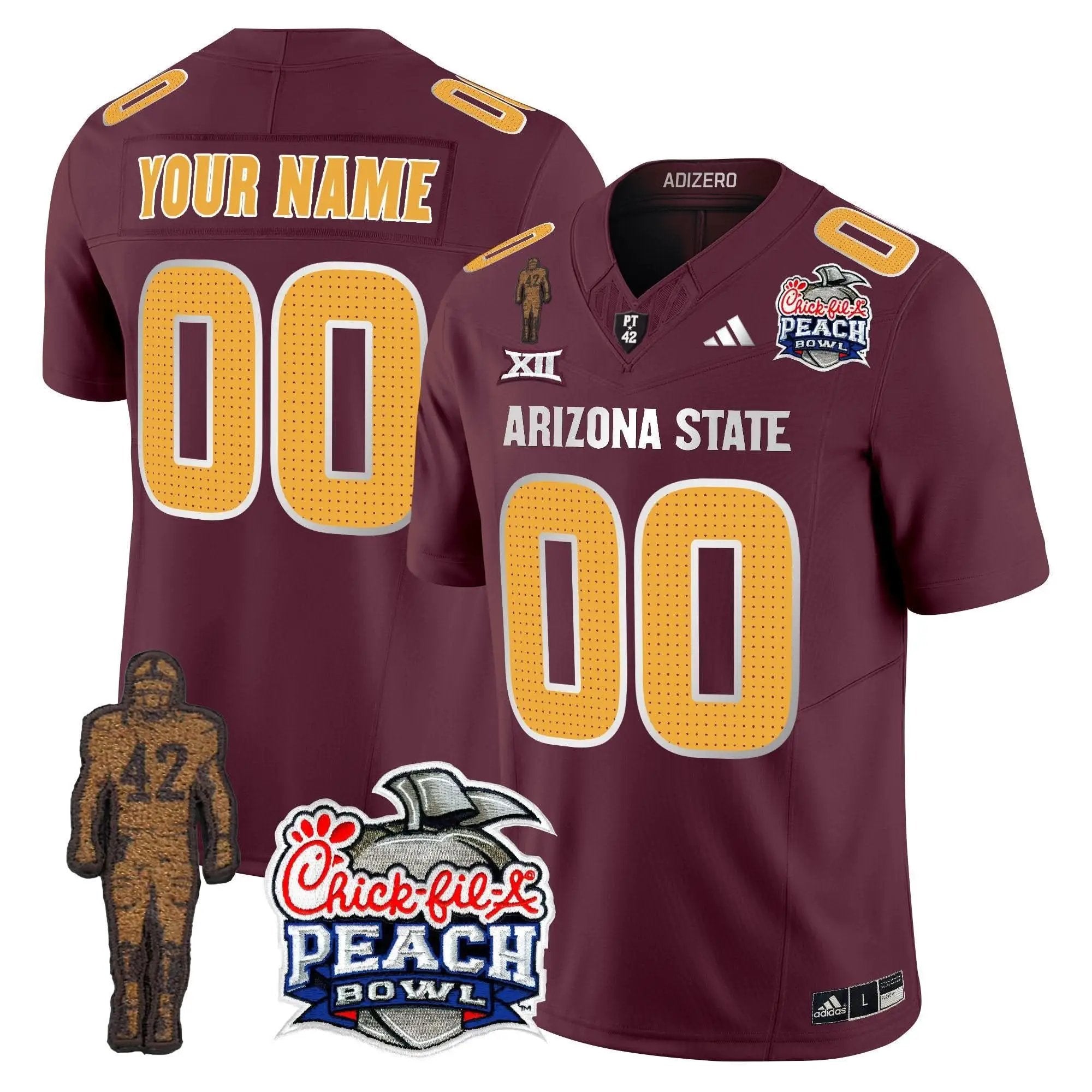 SD Pat Tillman & Peach Bowl Patch Vapor Limited Custom Jersey V2 by Arizona State Sun Devils