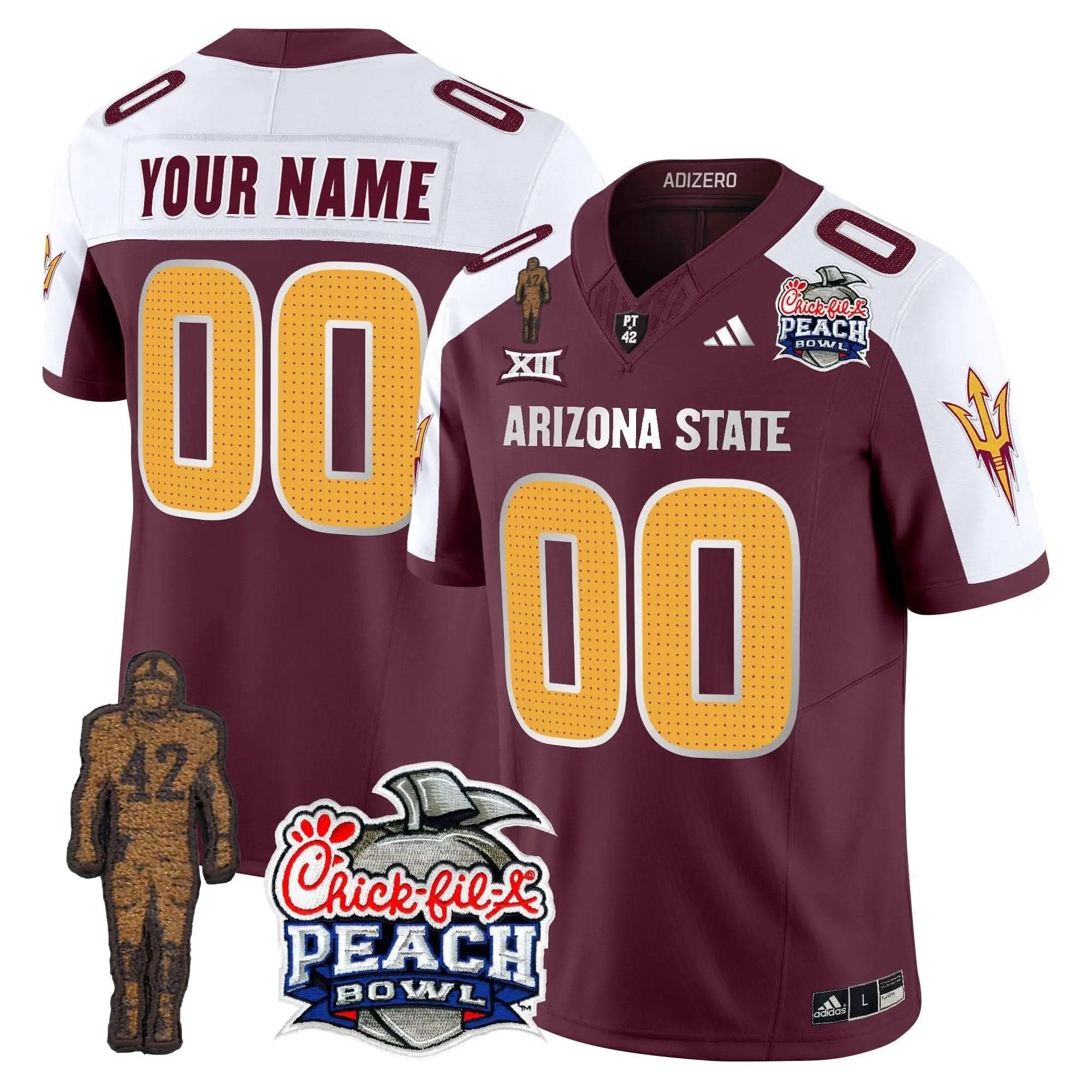 SD Pat Tillman & Peach Bowl Patch Vapor Limited Custom Jersey V2 by Arizona State Sun Devils