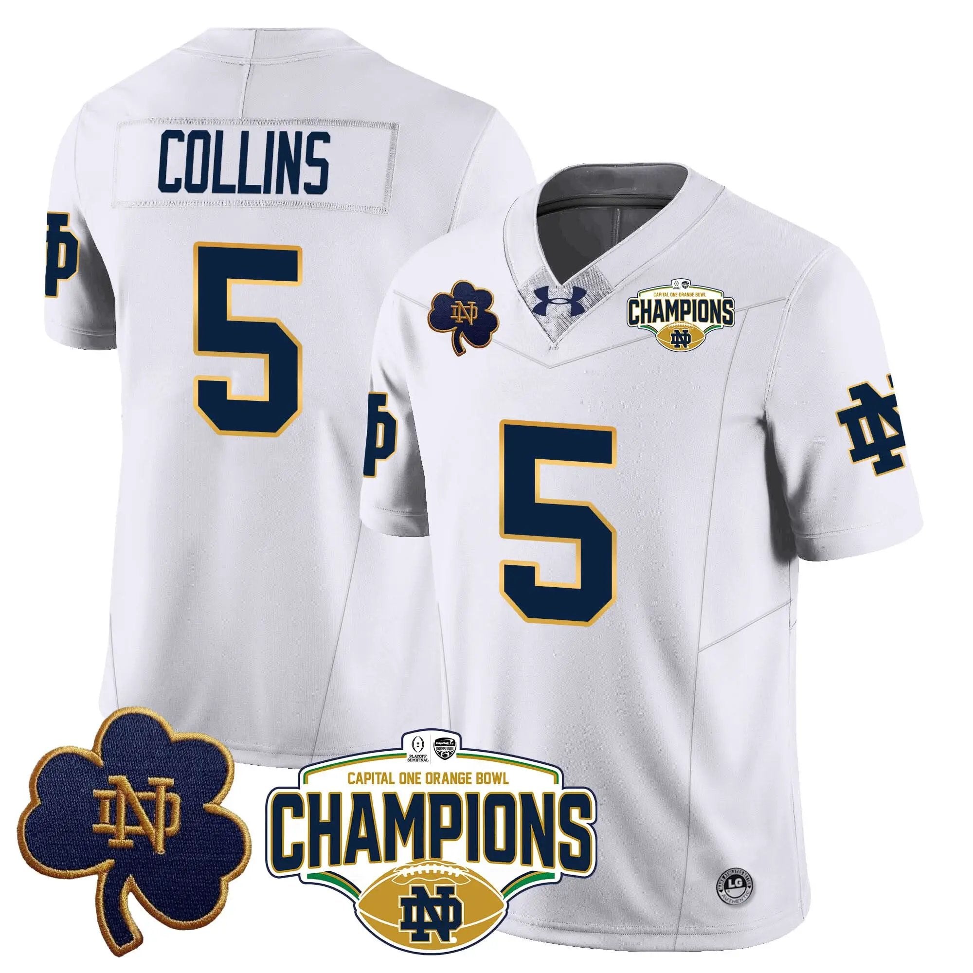 NDFI 2025 Orange Bowl Champions Jersey N5 by Notre Dame Fighting Irish
