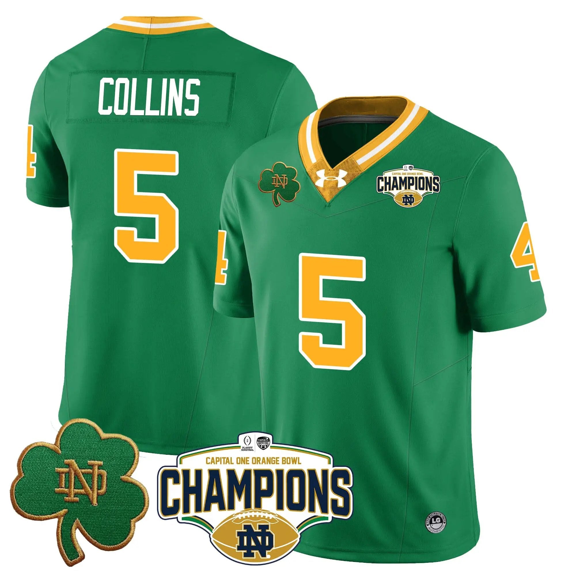 NDFI 2025 Orange Bowl Champions Jersey N5 by Notre Dame Fighting Irish