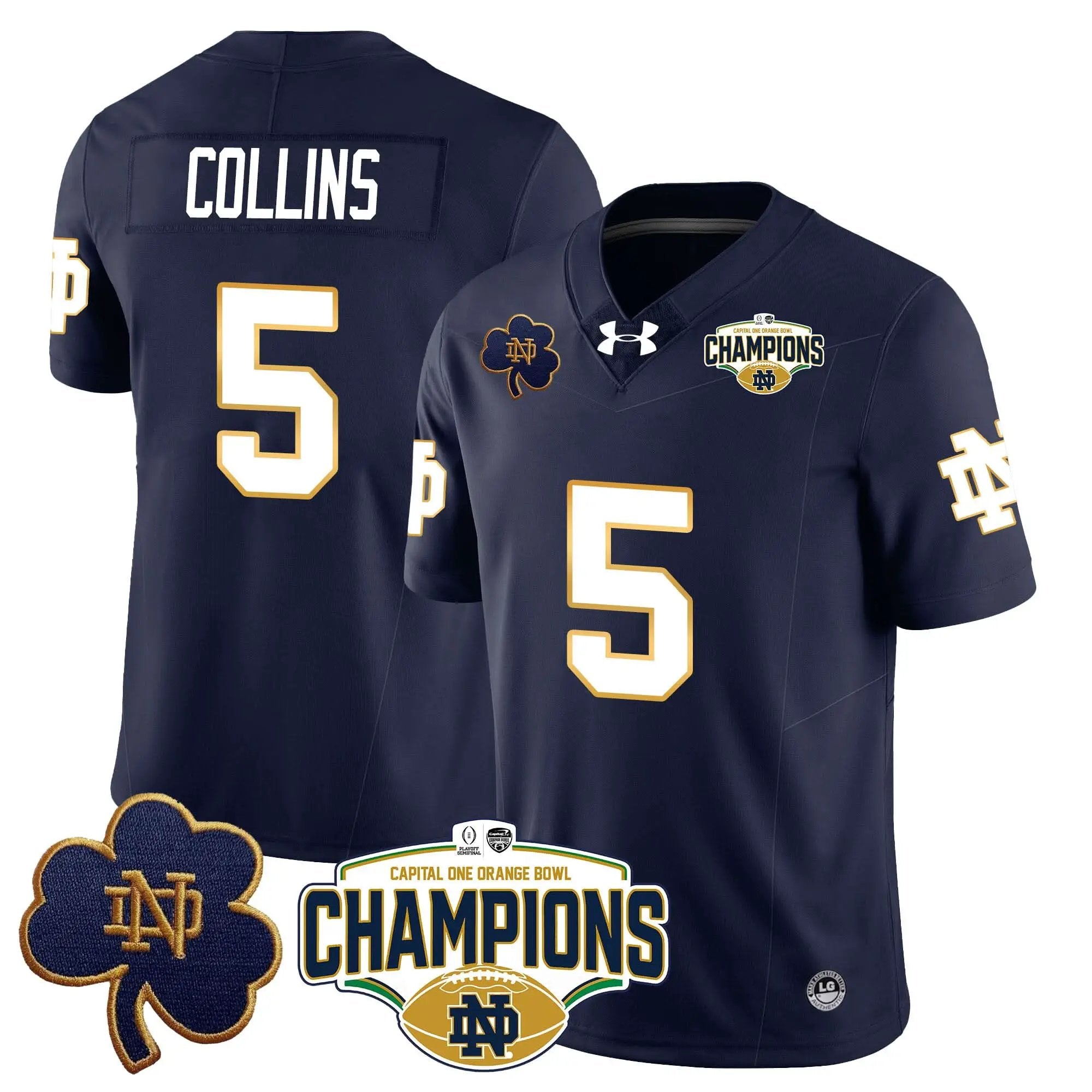 NDFI 2025 Orange Bowl Champions Jersey N5 by Notre Dame Fighting Irish