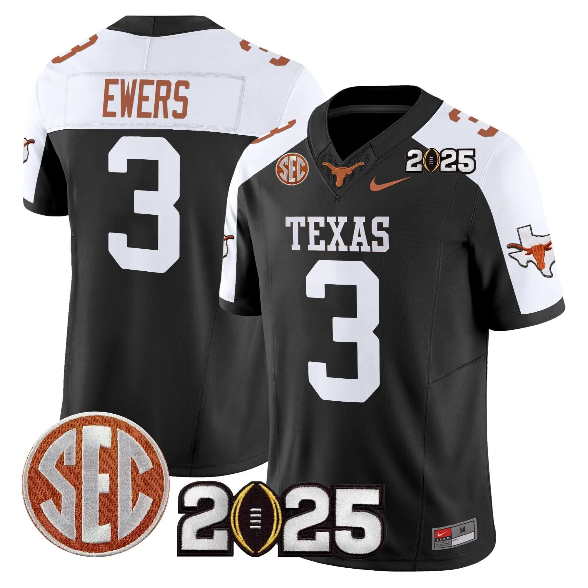 Texas Longhorns 2025 CFP Final Patch Vapor Limited Jersey - All Stitched by Texas Longhorns