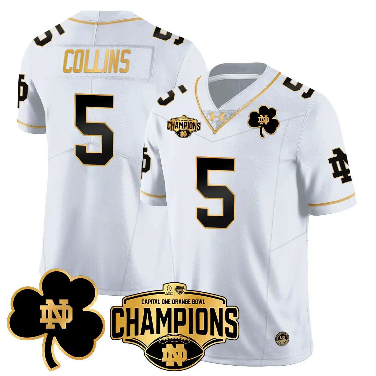 NDFI 2025 Orange Bowl Champions Jersey N5 by Notre Dame Fighting Irish