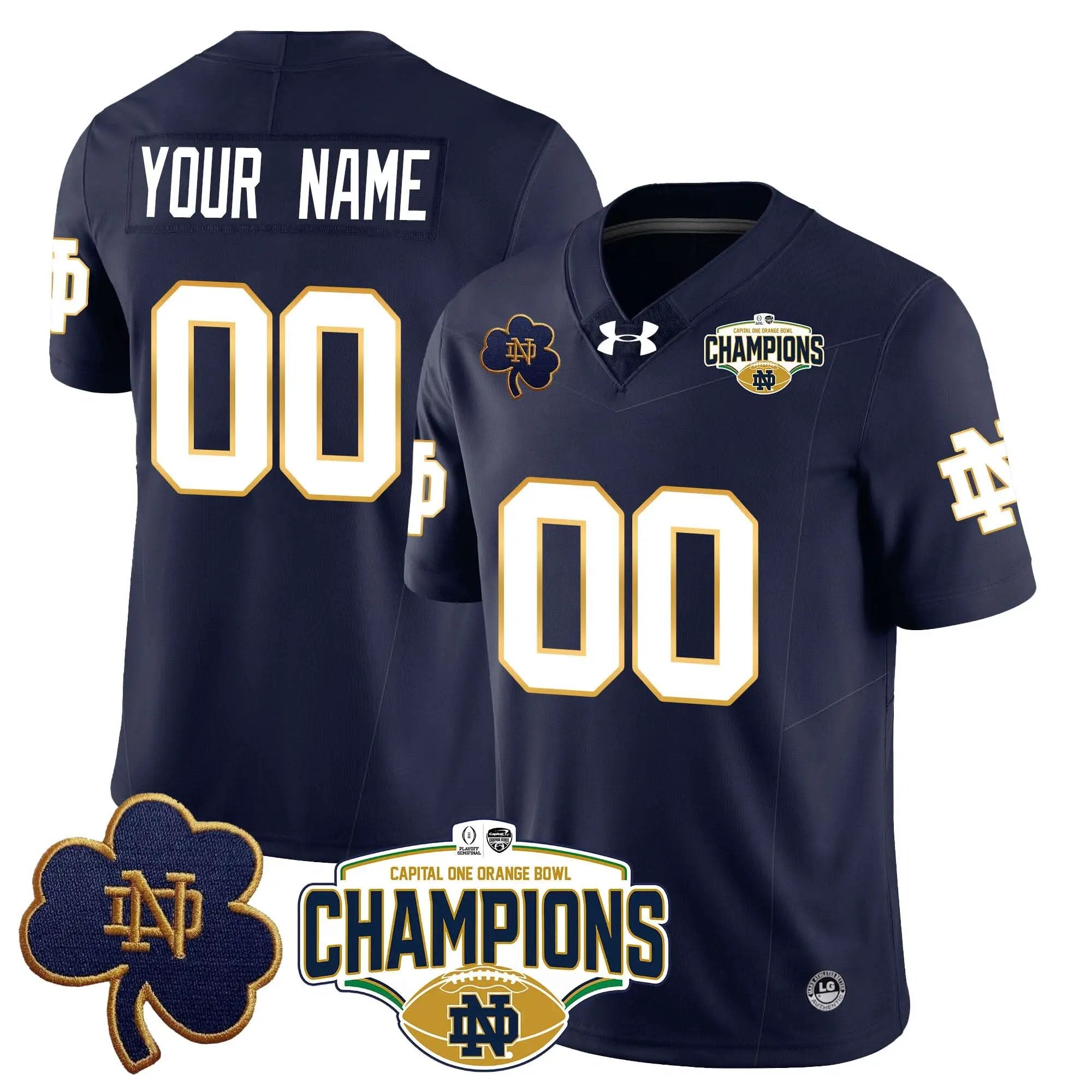 Custom NDFI 2025 Orange Bowl Champions Jersey N5 by Notre Dame Fighting Irish