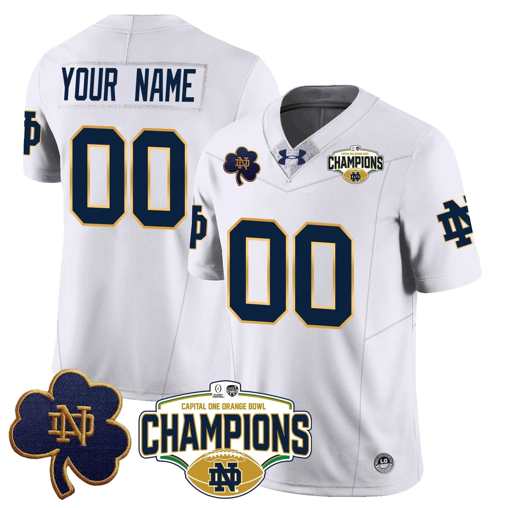 Custom NDFI 2025 Orange Bowl Champions Jersey N5 by Notre Dame Fighting Irish