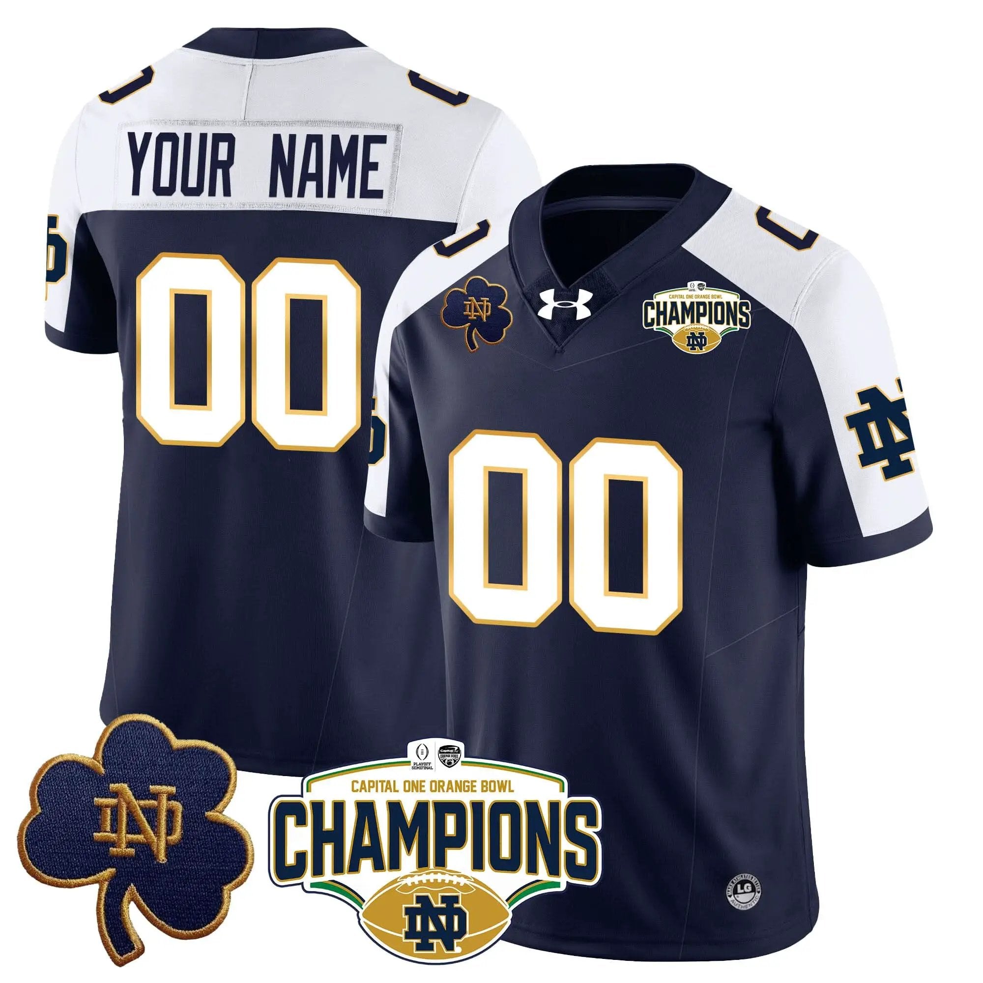Custom NDFI 2025 Orange Bowl Champions Jersey N5 by Notre Dame Fighting Irish