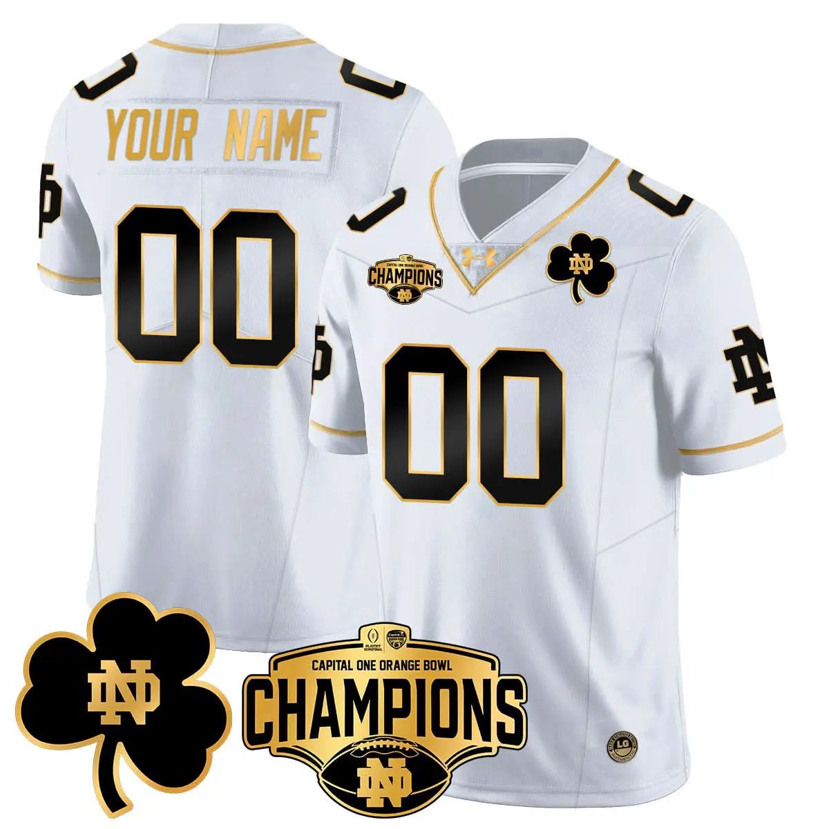 Custom NDFI 2025 Orange Bowl Champions Jersey N5 by Notre Dame Fighting Irish