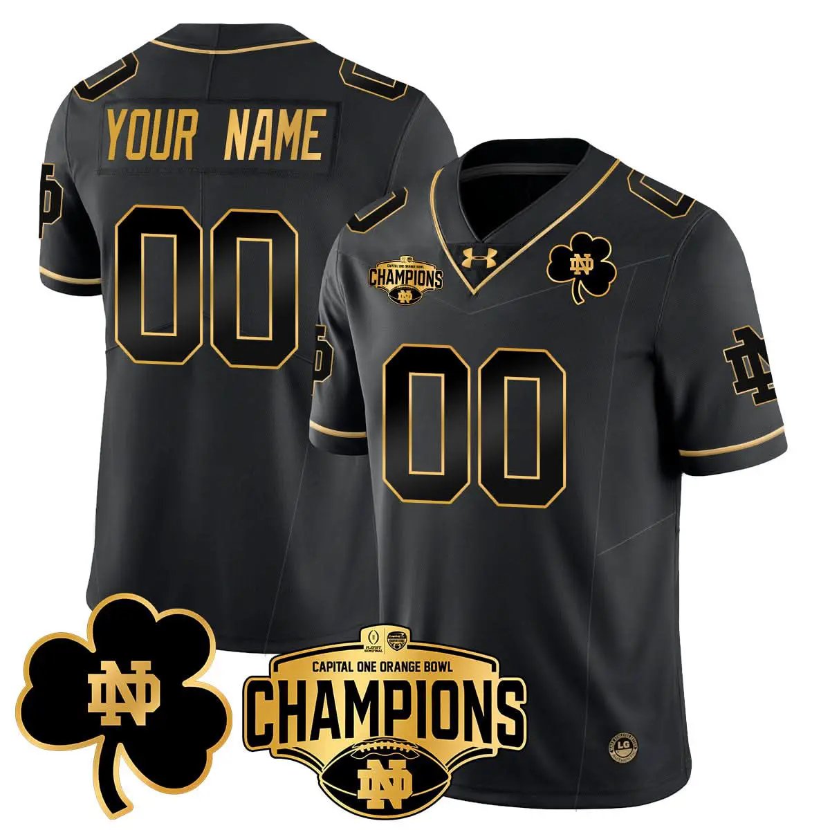 Custom NDFI 2025 Orange Bowl Champions Jersey N5 by Notre Dame Fighting Irish