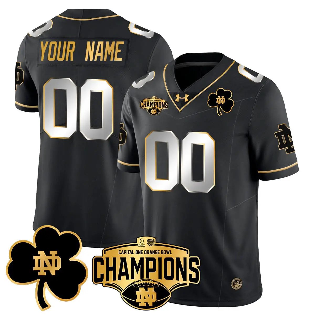 Custom NDFI 2025 Orange Bowl Champions Jersey N5 by Notre Dame Fighting Irish