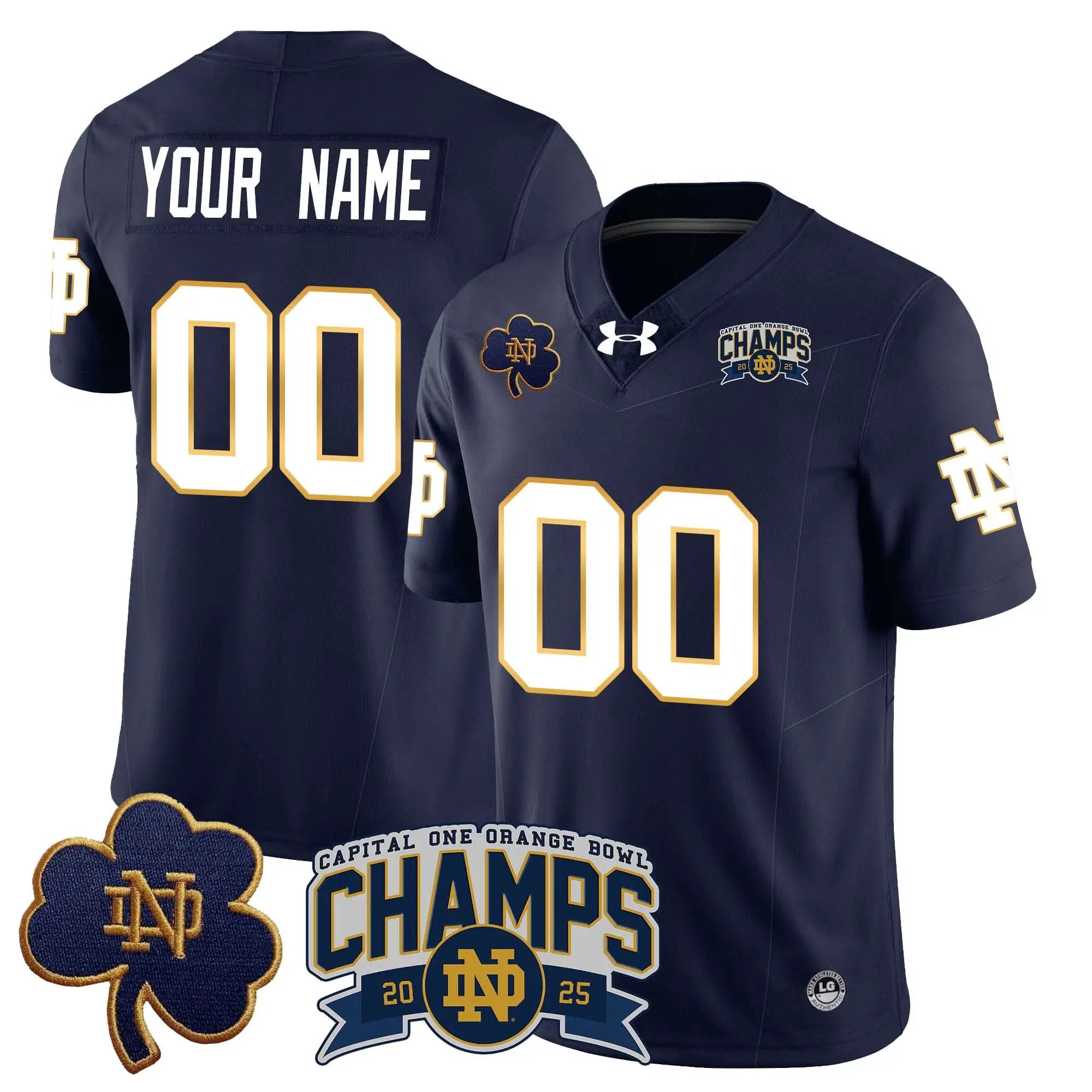 Custom NDFI 2025 Orange Bowl Champions Jersey N6 by Notre Dame Fighting Irish