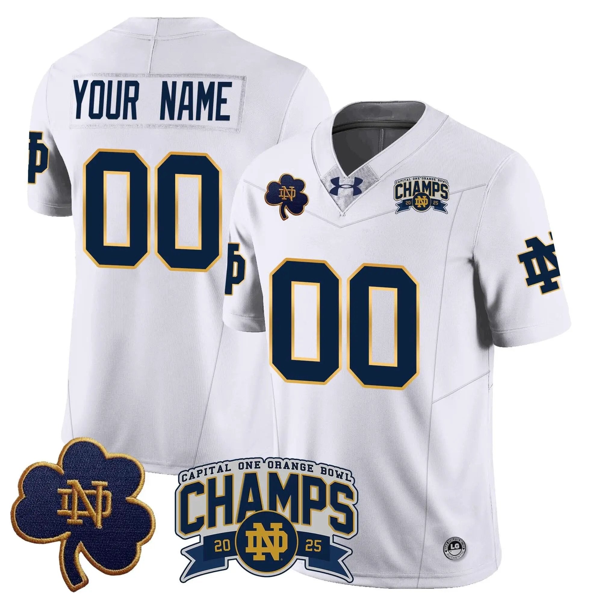 Custom NDFI 2025 Orange Bowl Champions Jersey N6 by Notre Dame Fighting Irish