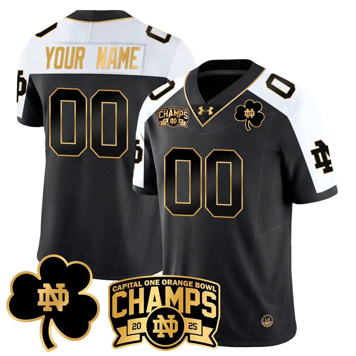 Custom NDFI 2025 Orange Bowl Champions Jersey N6 by Notre Dame Fighting Irish
