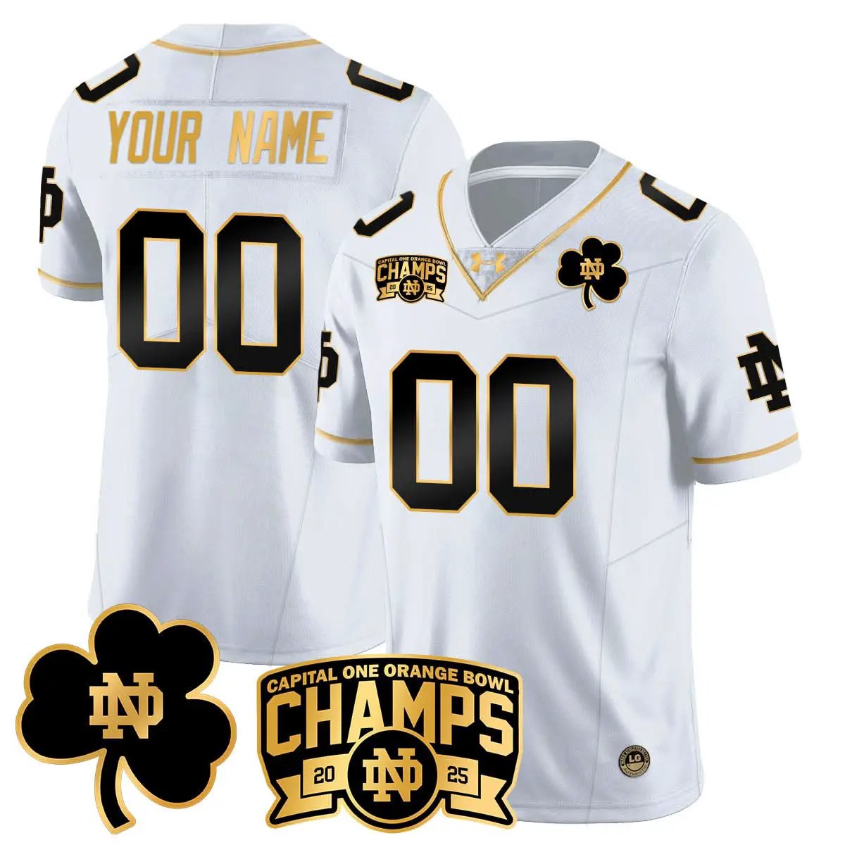 Custom NDFI 2025 Orange Bowl Champions Jersey N6 by Notre Dame Fighting Irish