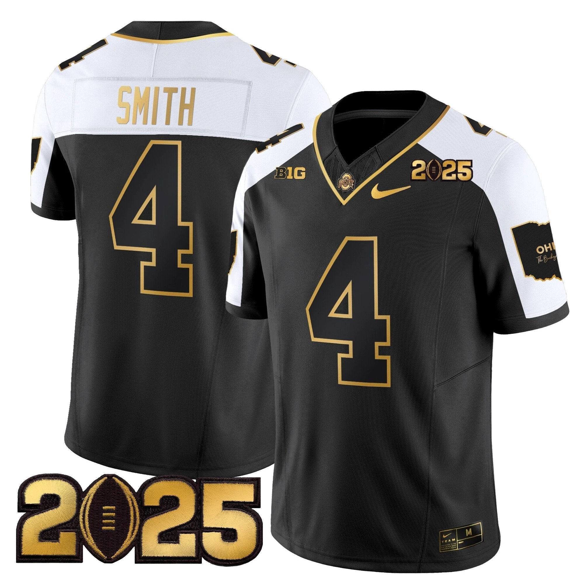 Ohio State Buckeyes 'Heritage Stripe' CFP Final Patch Gold Vapor Limited Jersey - All Stitched by Ohio State Buckeyes