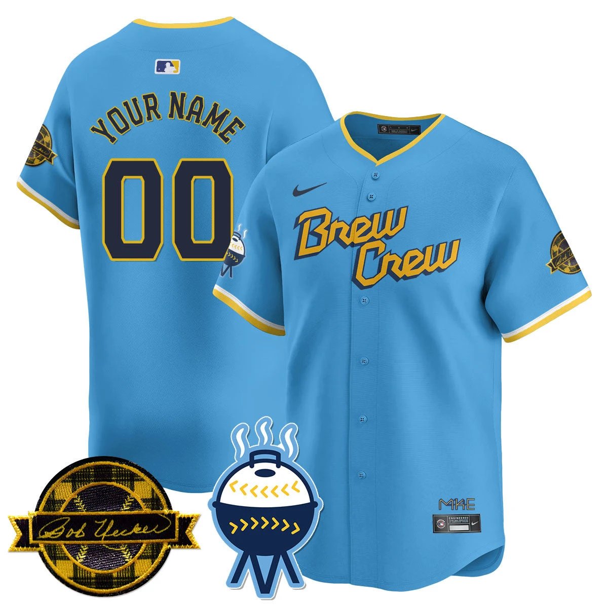 Custom Name/Number MIL 2025 Limited Jersey - Bob Uecker Patch - All Stitched by Milwaukee Brewers