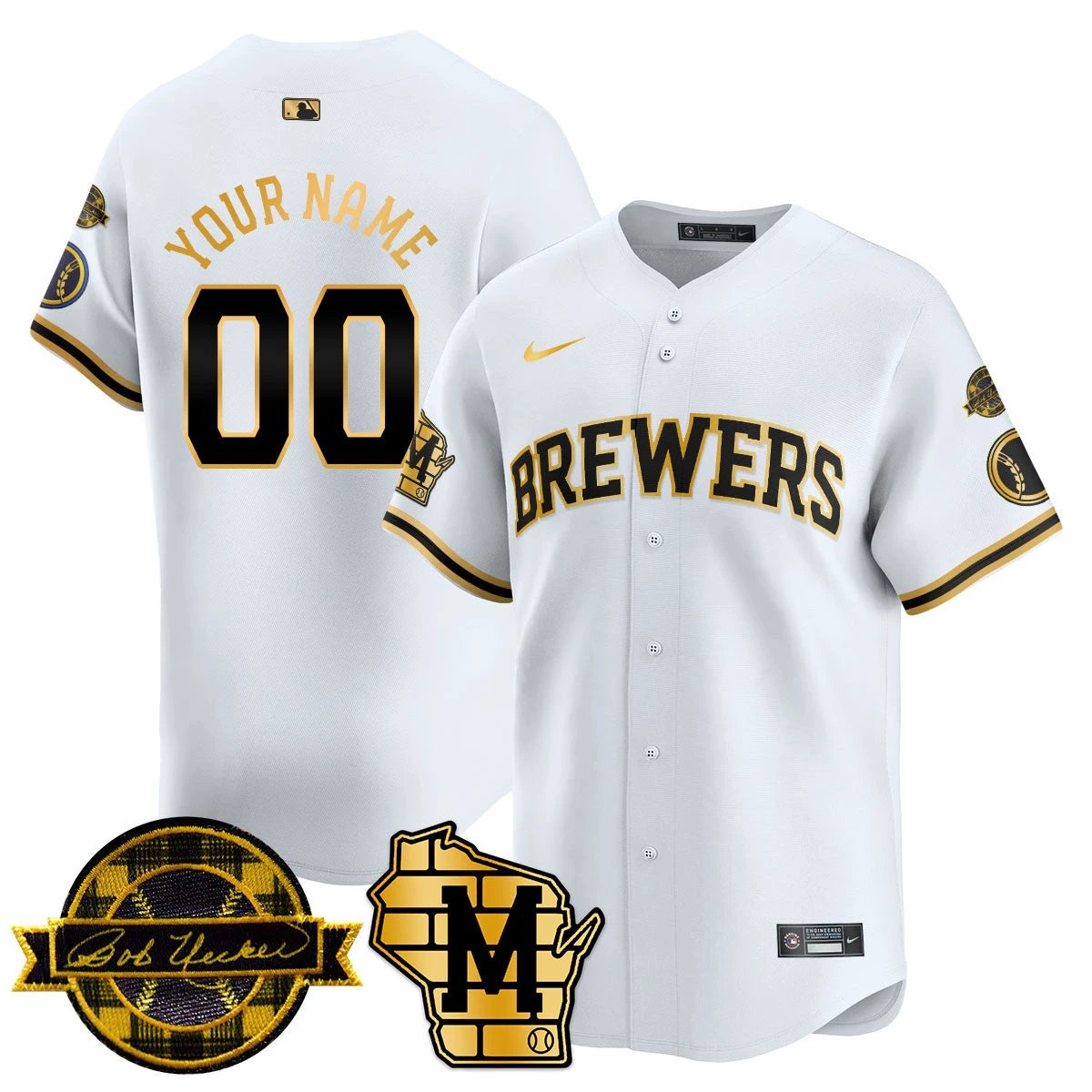 Custom Name/Number MIL 2025 Limited Jersey - Bob Uecker Patch - All Stitched by Milwaukee Brewers