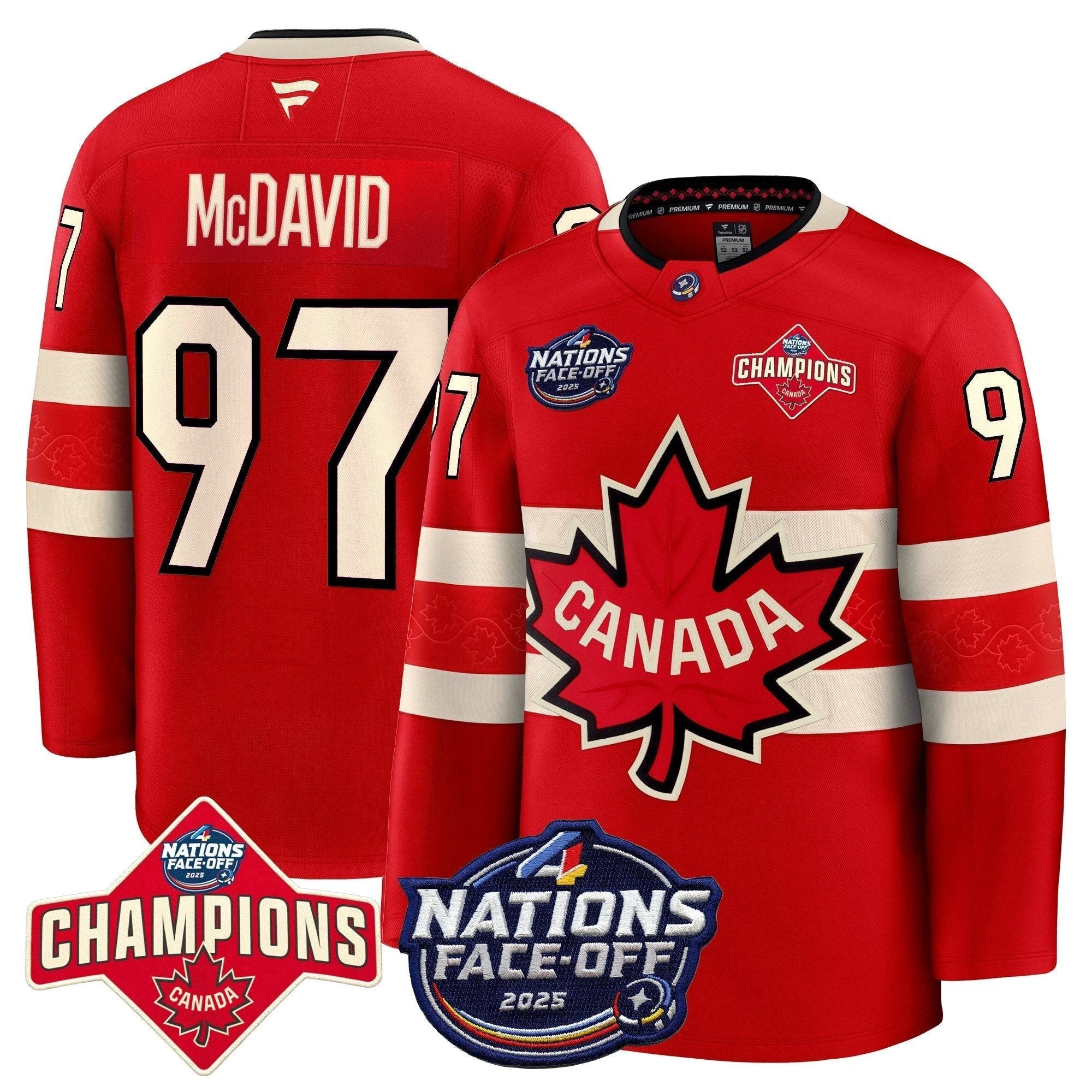 Men Canada 4 Nations Face-Off 2025 Champions Premium Jersey - All Stitched by Canada