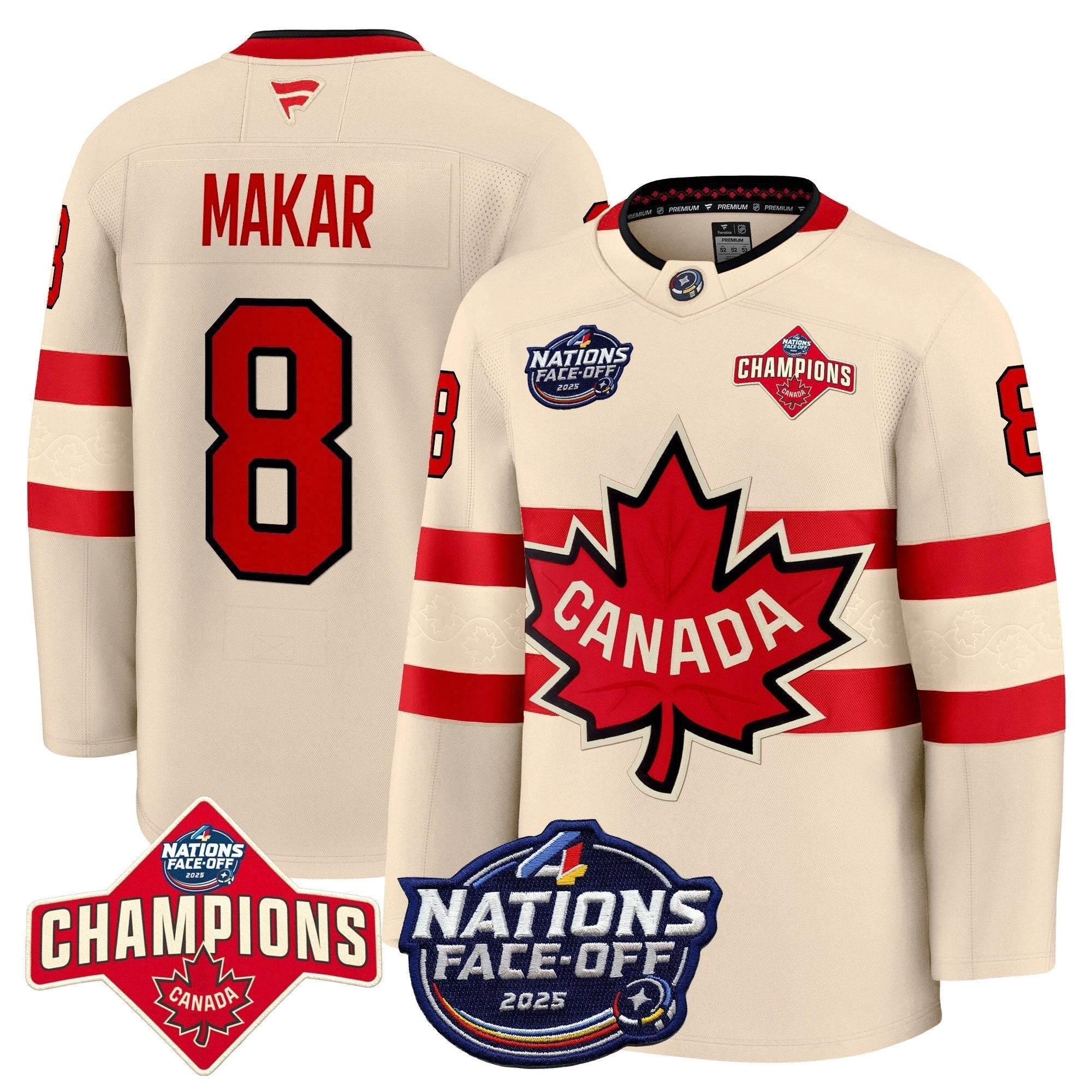 Men Canada 4 Nations Face-Off 2025 Champions Premium Jersey - All Stitched by Canada