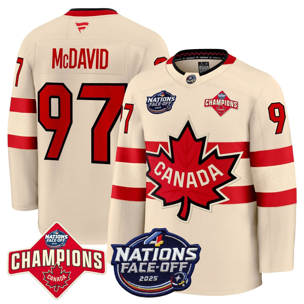Men Canada 4 Nations Face-Off 2025 Champions Premium Jersey - All Stitched by Canada