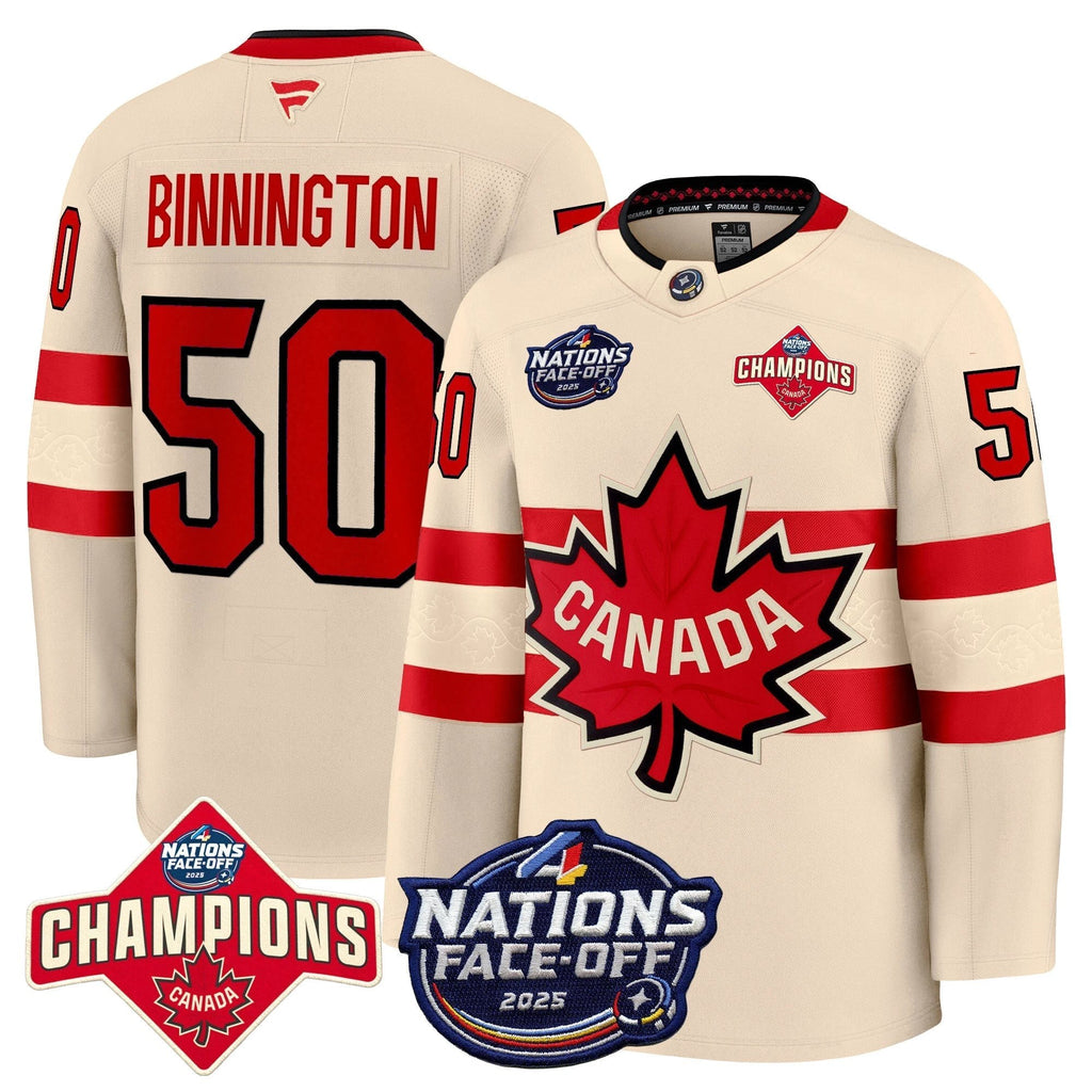 Men Canada 4 Nations Face-Off 2025 Champions Premium Jersey - All Stitched by Canada