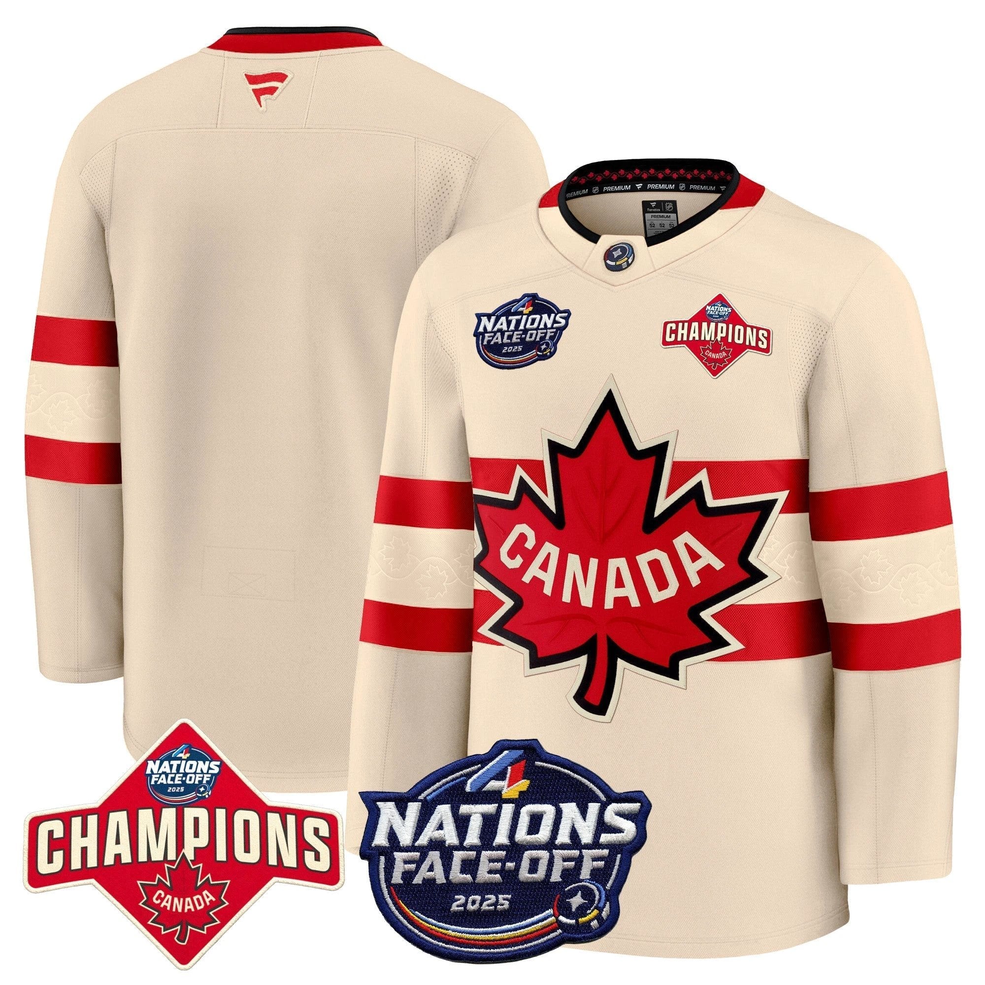 Men Canada 4 Nations Face-Off 2025 Champions Premium Jersey - All Stitched by Canada