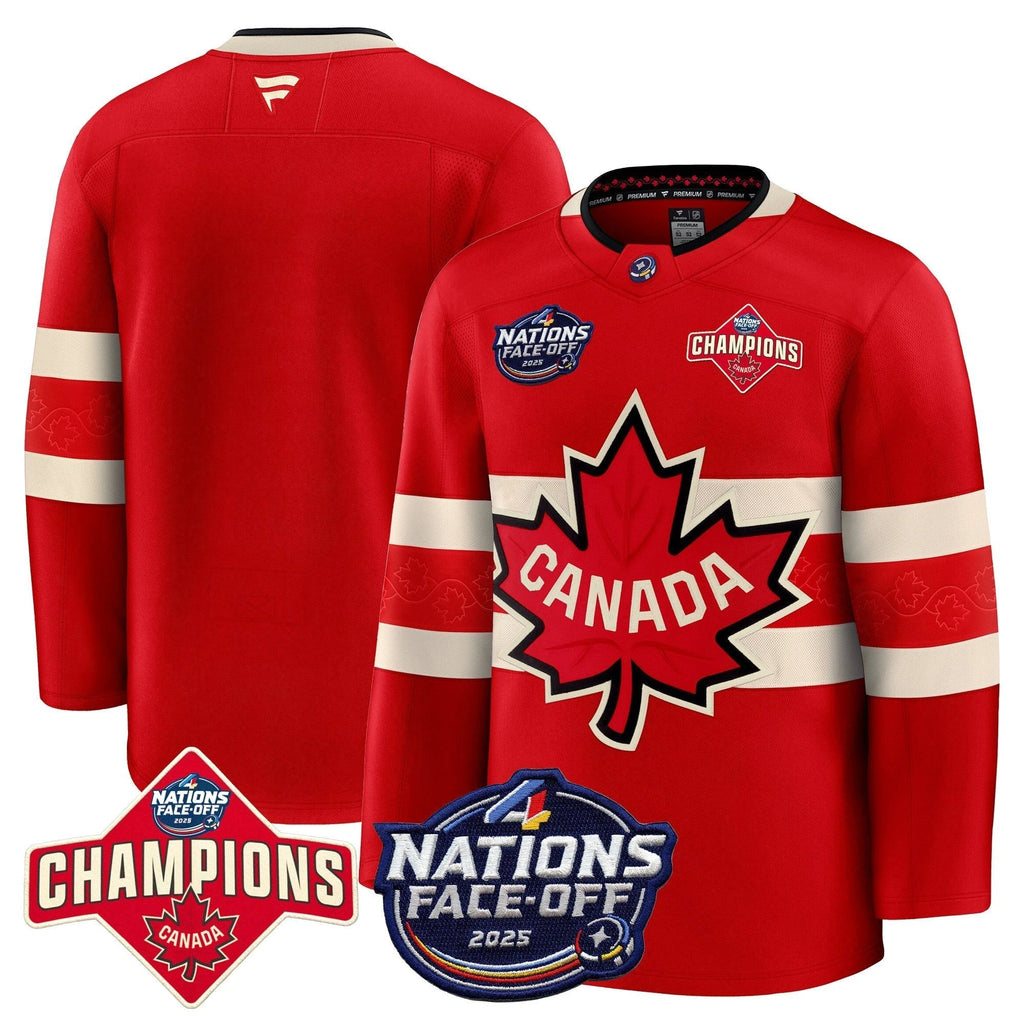 Men Canada 4 Nations Face-Off 2025 Champions Premium Jersey - All Stitched by Canada