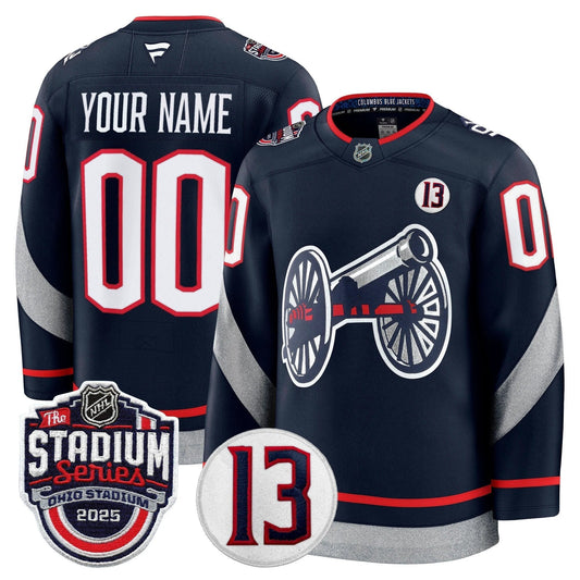 Columbus Blue Jackets 2025 Stadium Series & #13 Johnny Gaudreau Patch Premium Custom Jersey - All Stitched by Columbus Blue Jackets
