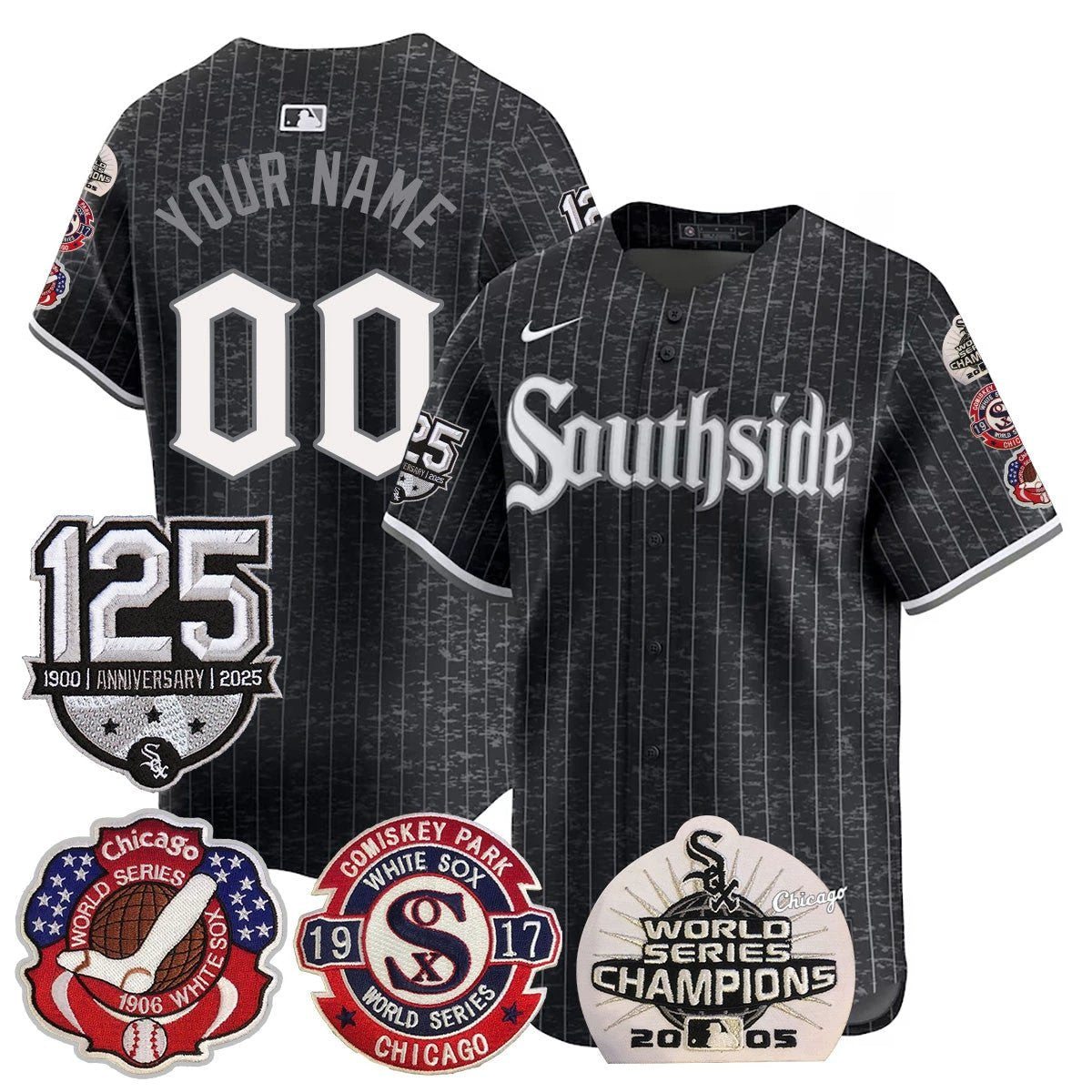 Custom Chicago White Sox 125th Anniversary - World Series Champions Jersey - All Stitched by Chicago White Sox