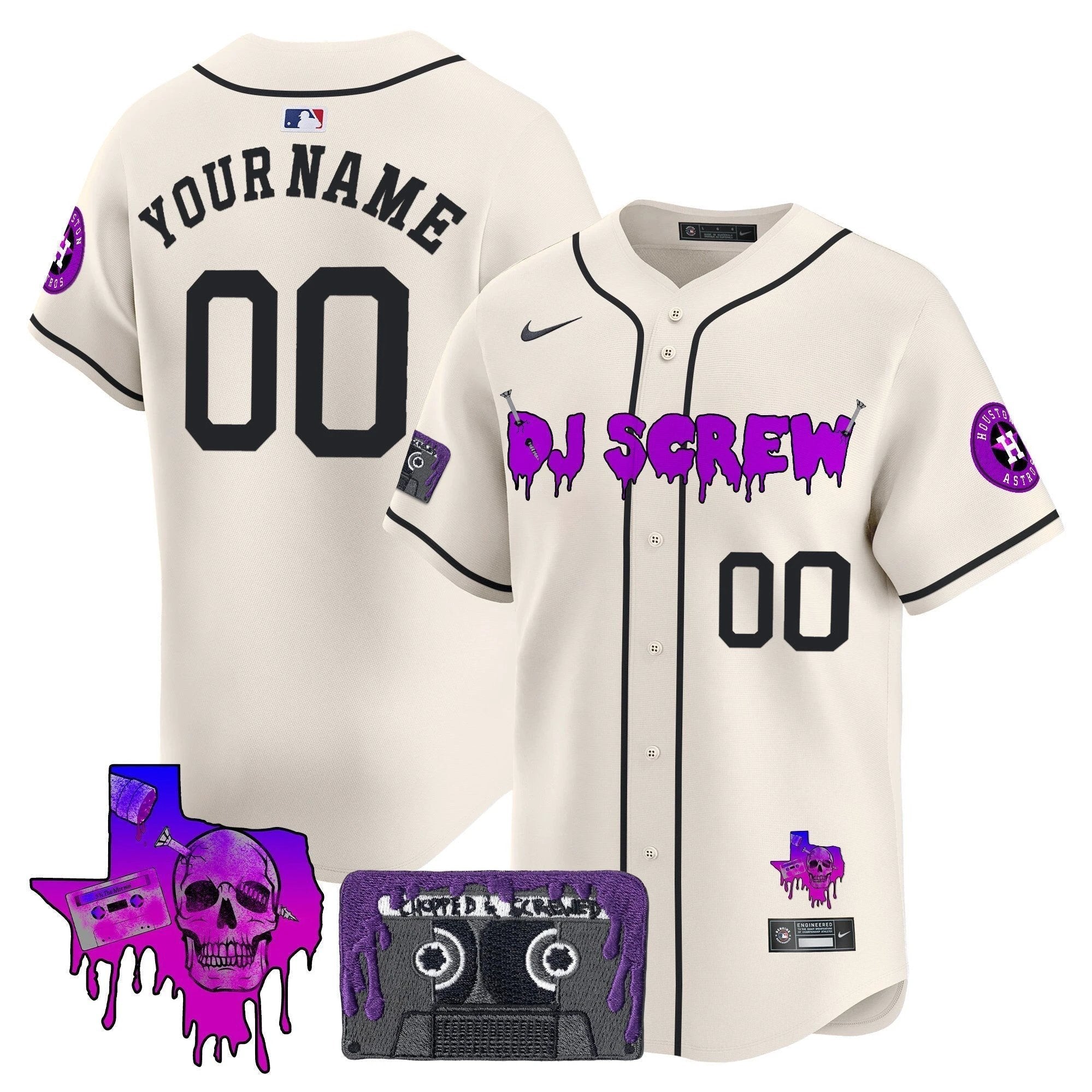 Houston Astros DJ Screw Patch Vapor Premier Limited Custom Jersey V2 - All Stitched by Houston Astros