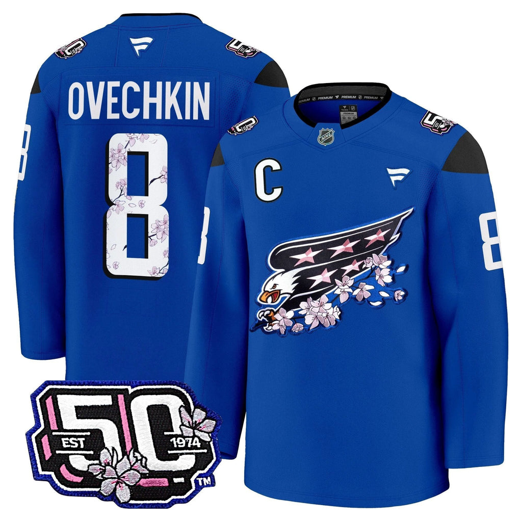 Men Washington Capitals 50th Anniversary Cherry Blossom Premium Jersey - All Stitched by Washington Capitals