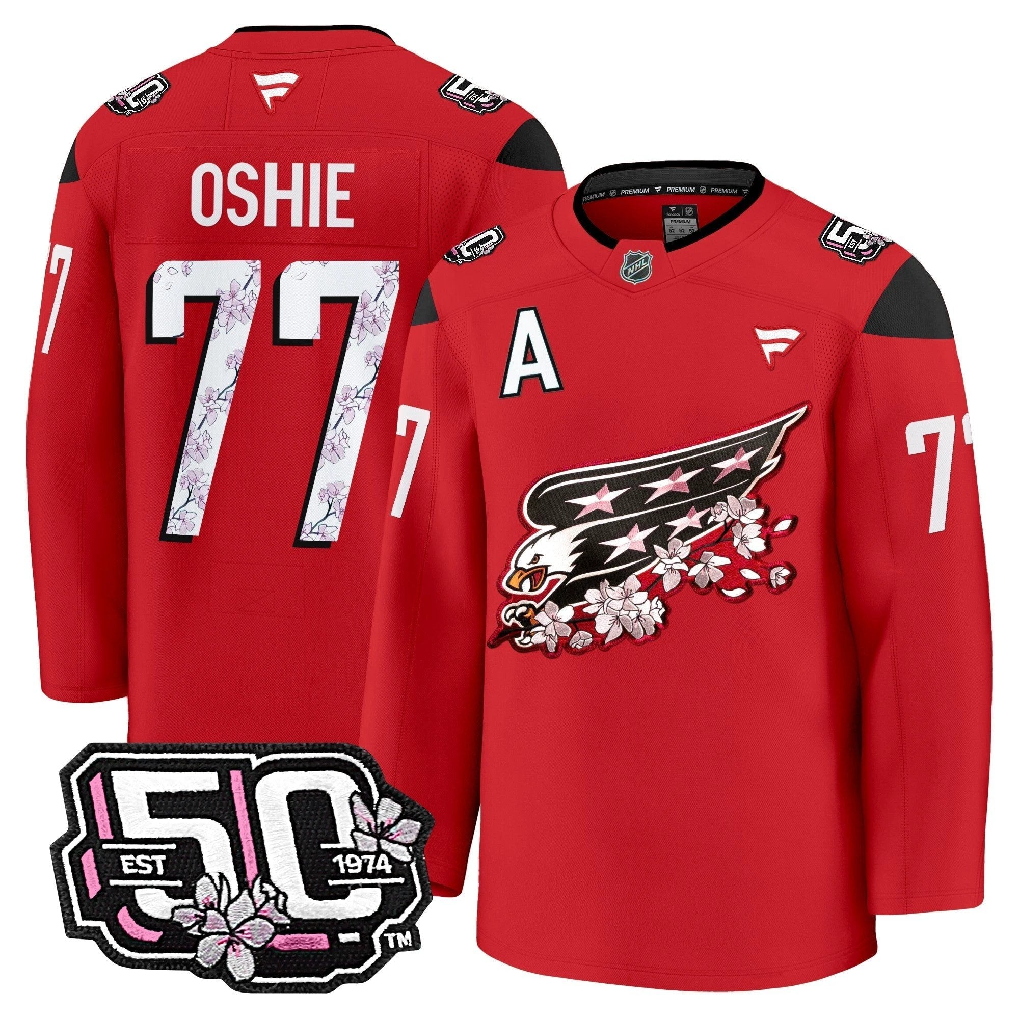 Men Washington Capitals 50th Anniversary Cherry Blossom Premium Jersey - All Stitched by Washington Capitals