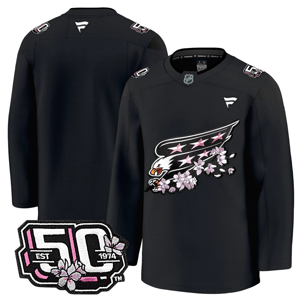 Men Washington Capitals 50th Anniversary Cherry Blossom Premium Jersey - All Stitched by Washington Capitals