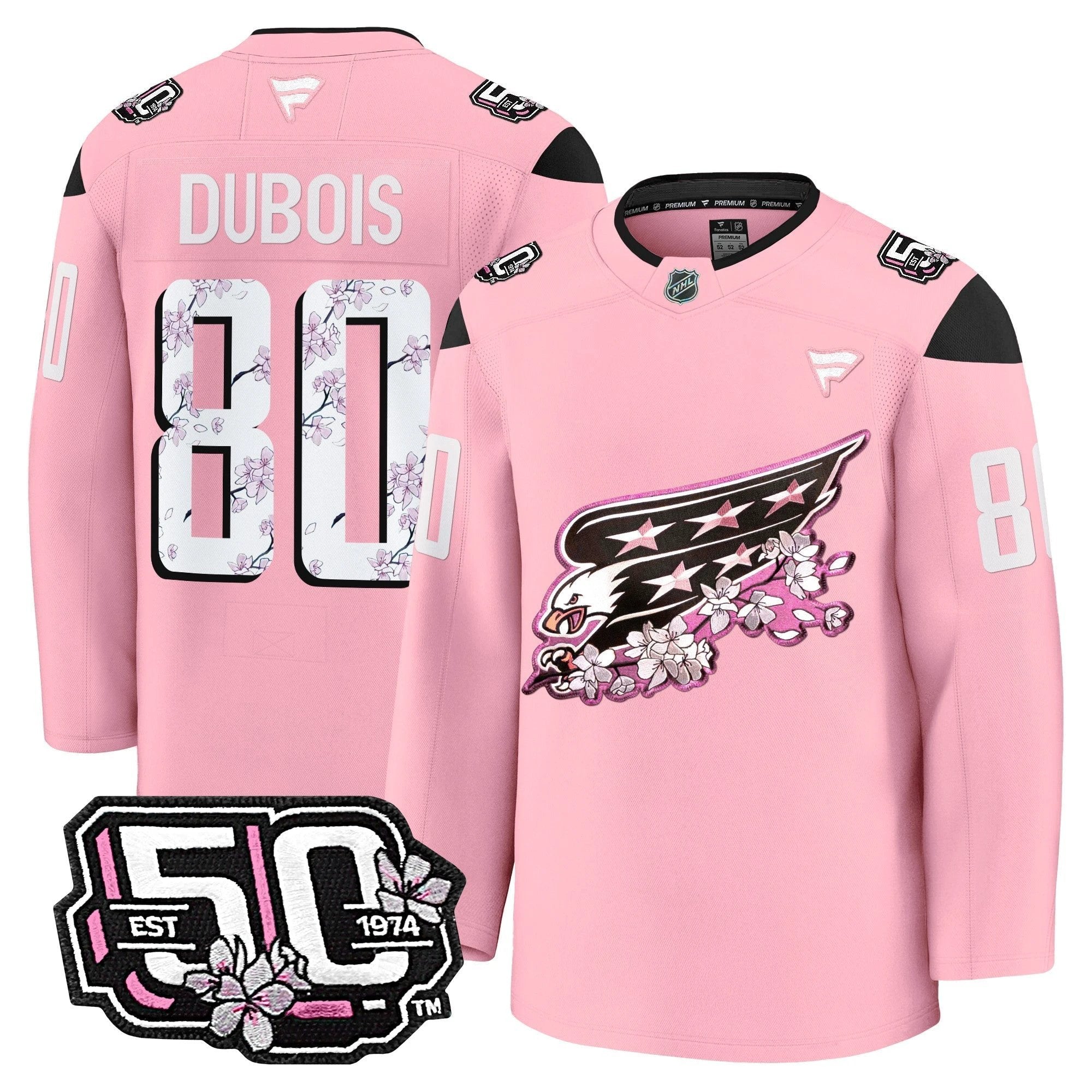 Men Washington Capitals 50th Anniversary Cherry Blossom Premium Jersey - All Stitched by Washington Capitals