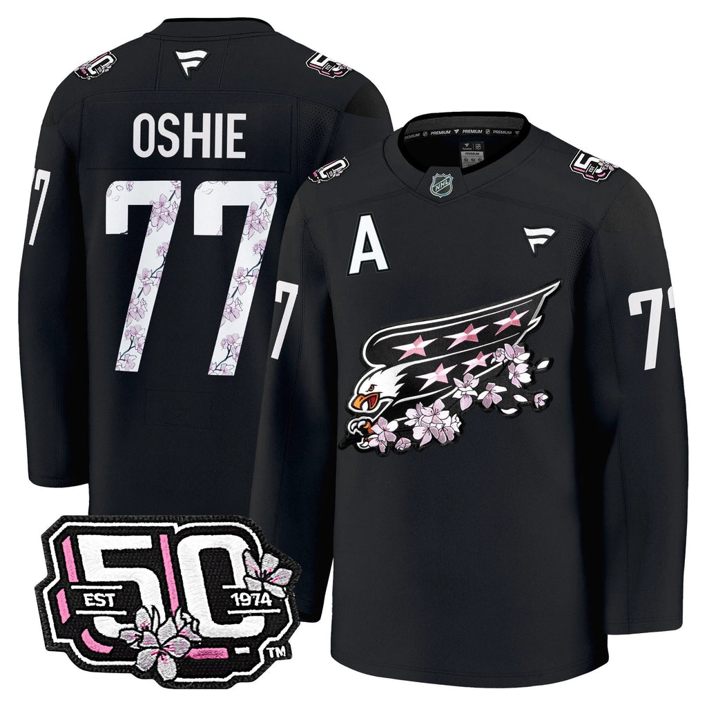 Men Washington Capitals 50th Anniversary Cherry Blossom Premium Jersey - All Stitched by Washington Capitals