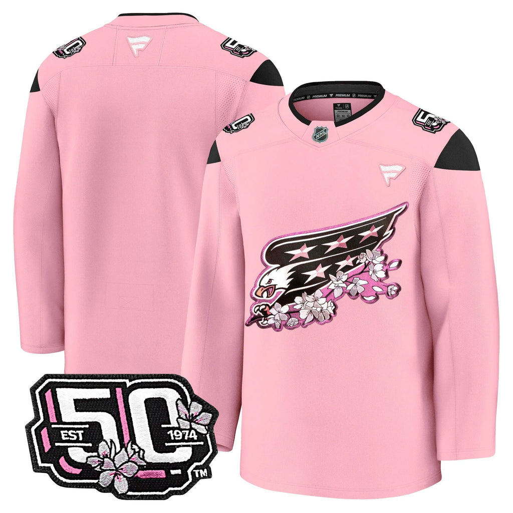 Men Washington Capitals 50th Anniversary Cherry Blossom Premium Jersey - All Stitched by Washington Capitals