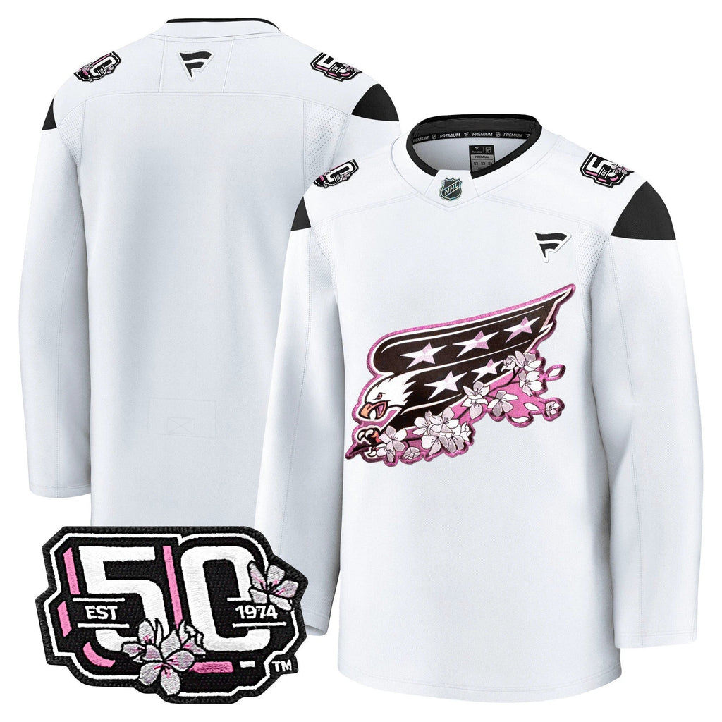 Men Washington Capitals 50th Anniversary Cherry Blossom Premium Jersey - All Stitched by Washington Capitals