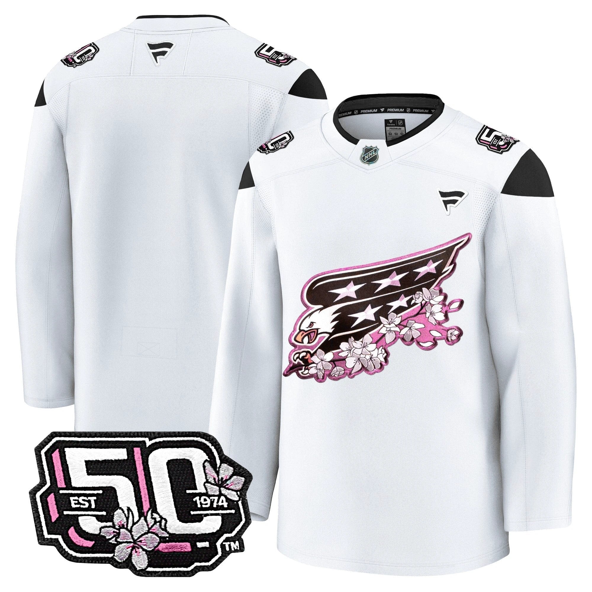 Men Washington Capitals 50th Anniversary Cherry Blossom Premium Jersey - All Stitched by Washington Capitals