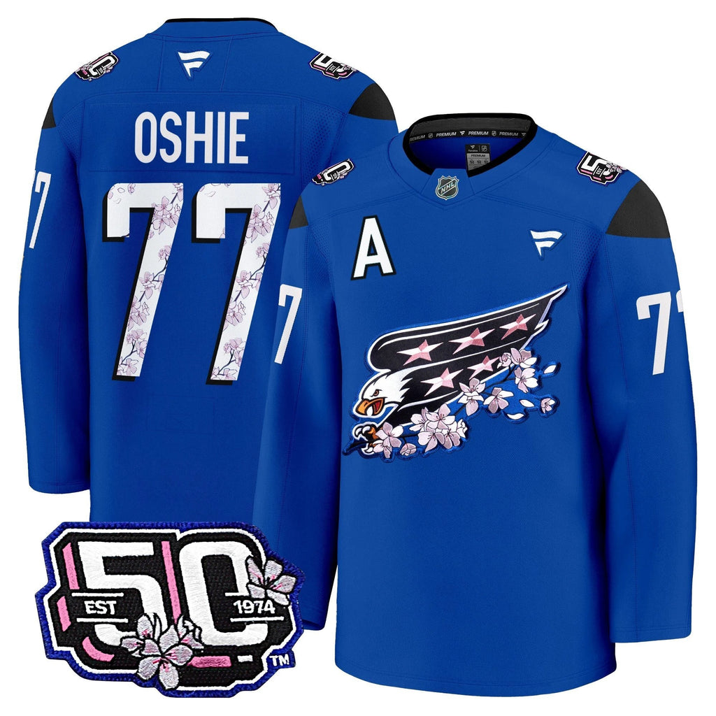 Men Washington Capitals 50th Anniversary Cherry Blossom Premium Jersey - All Stitched by Washington Capitals