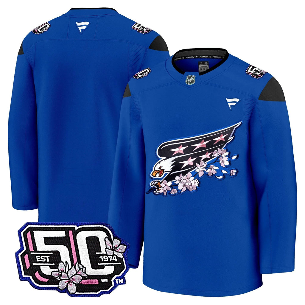 Men Washington Capitals 50th Anniversary Cherry Blossom Premium Jersey - All Stitched by Washington Capitals