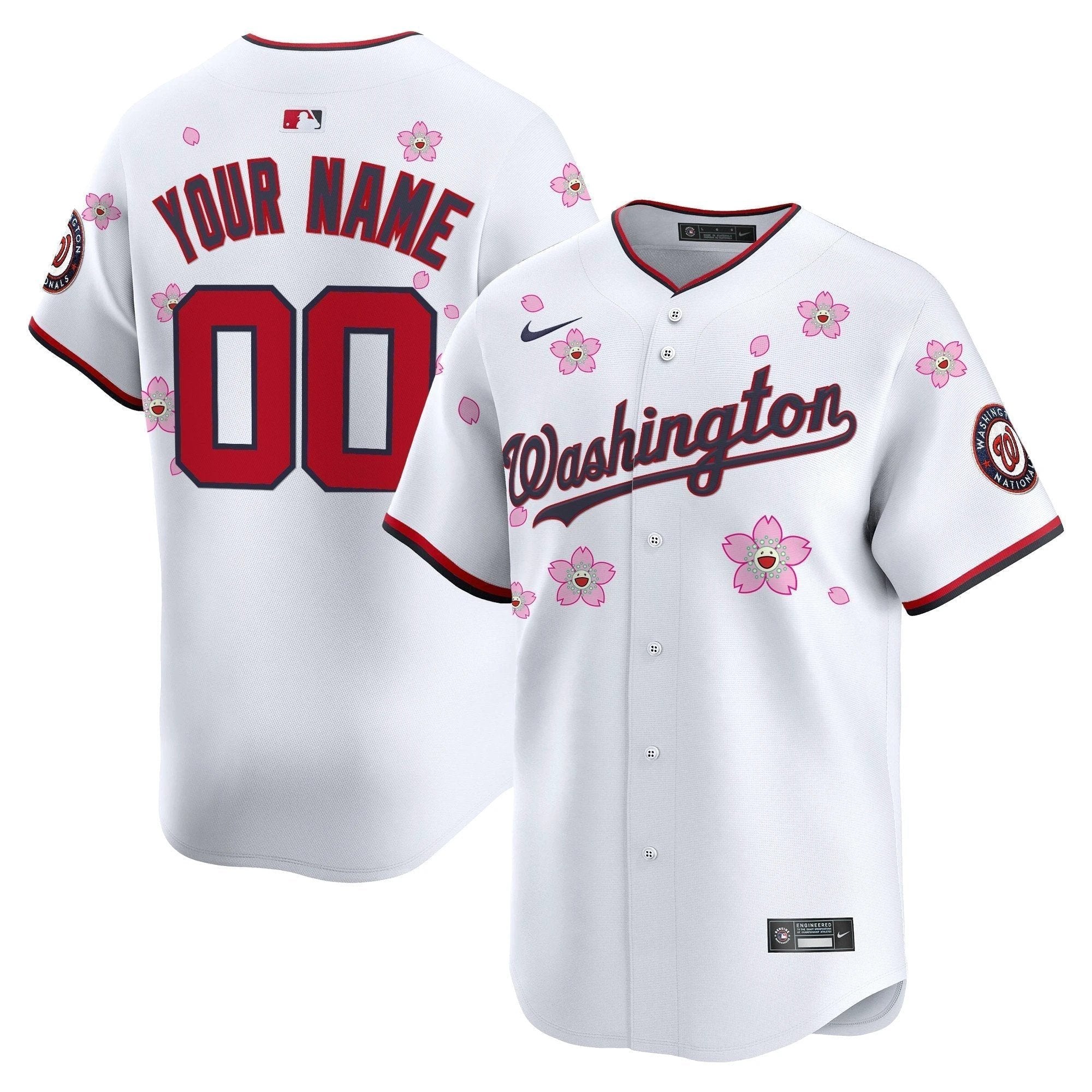Washington Nationals Cherry Blossom Vapor Premier Limited Custom Jersey - Stitched by Washington Nationals