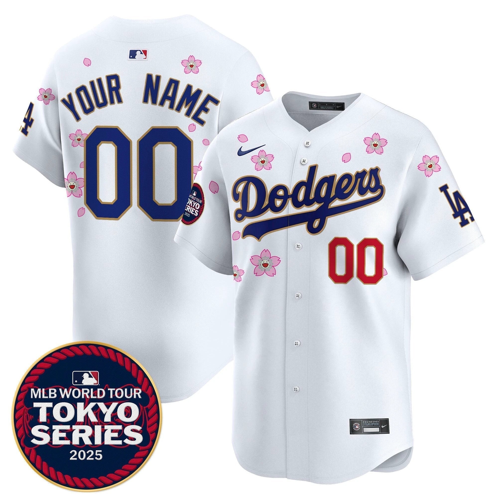Dodgers Tokyo Series 2025 Gold Trim Vapor Premier Limited Custom Jersey - Stitched by Los Angeles Dodgers