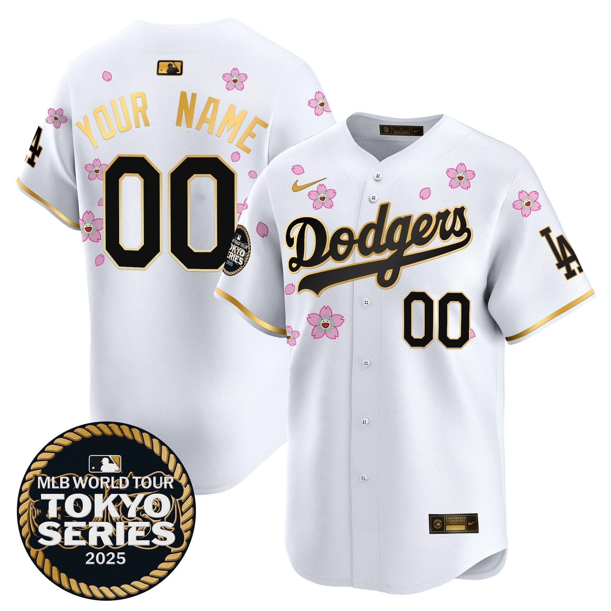 Dodgers Tokyo Series 2025 Gold Trim Vapor Premier Limited Custom Jersey V2 - Stitched by Los Angeles Dodgers