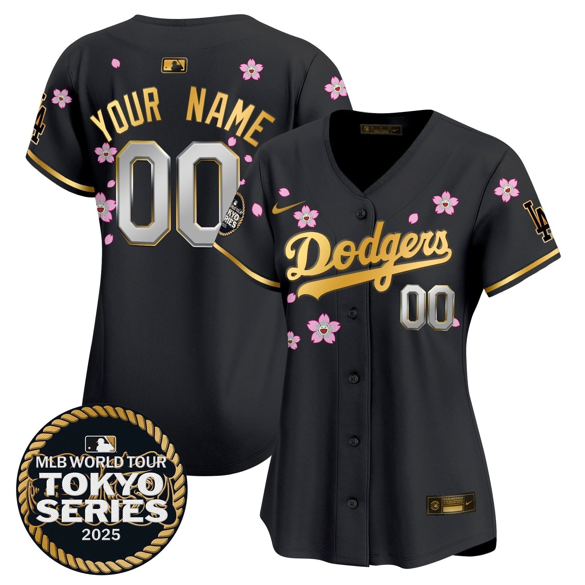 Dodgers Tokyo Series 2025 Gold Trim Vapor Premier Limited Custom Jersey V2 - Stitched by Los Angeles Dodgers
