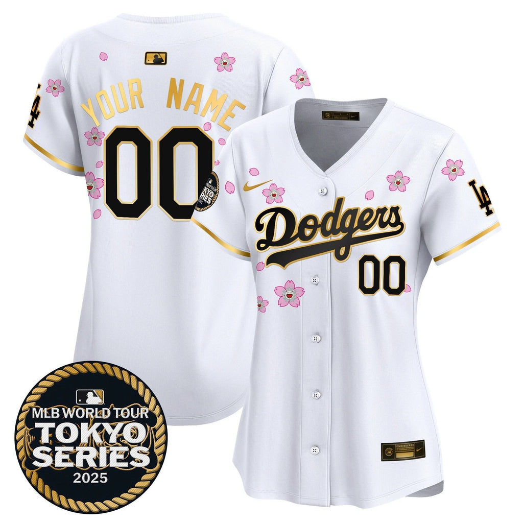 Dodgers Tokyo Series 2025 Gold Trim Vapor Premier Limited Custom Jersey V2 - Stitched by Los Angeles Dodgers
