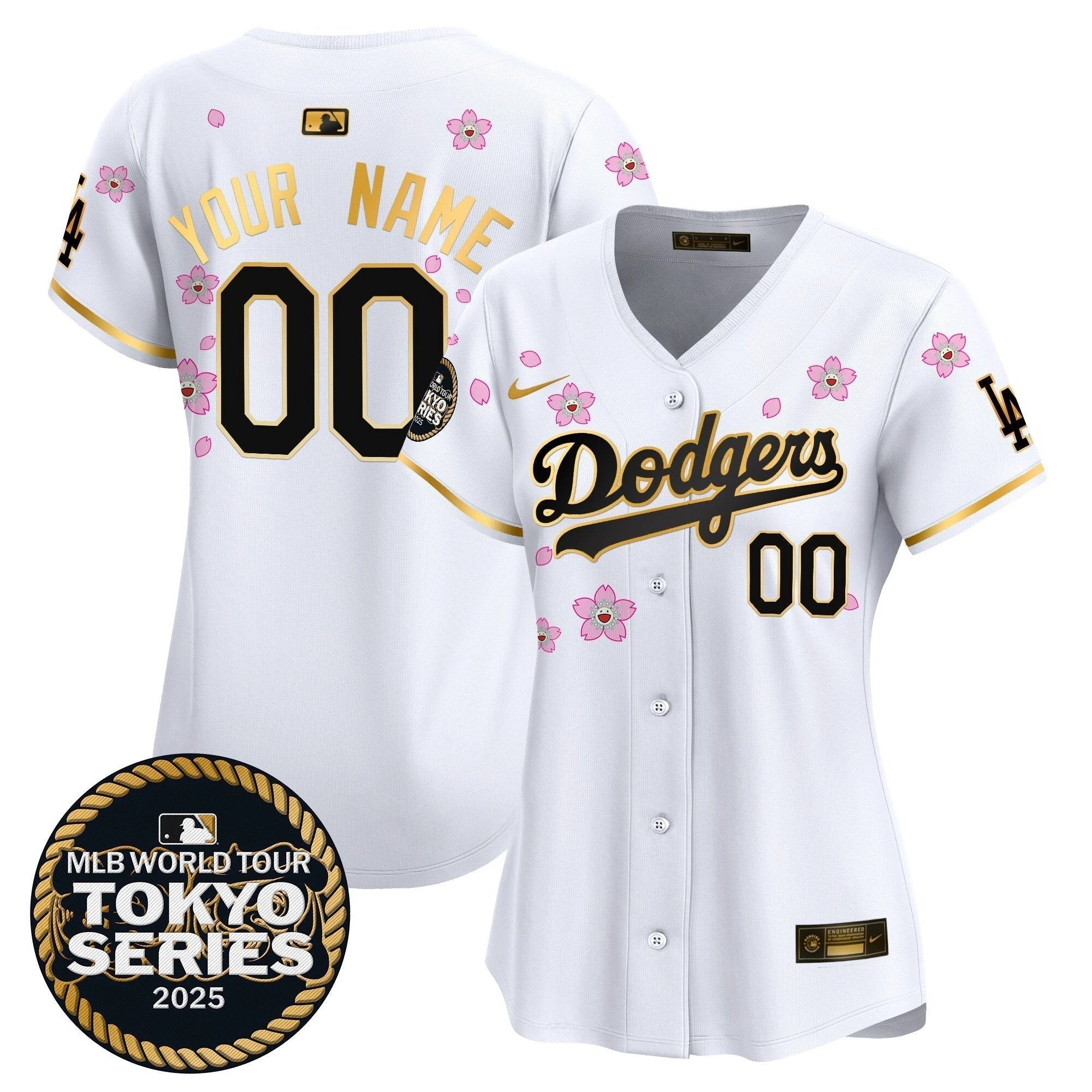 Dodgers Tokyo Series 2025 Gold Trim Vapor Premier Limited Custom Jersey V2 - Stitched by Los Angeles Dodgers