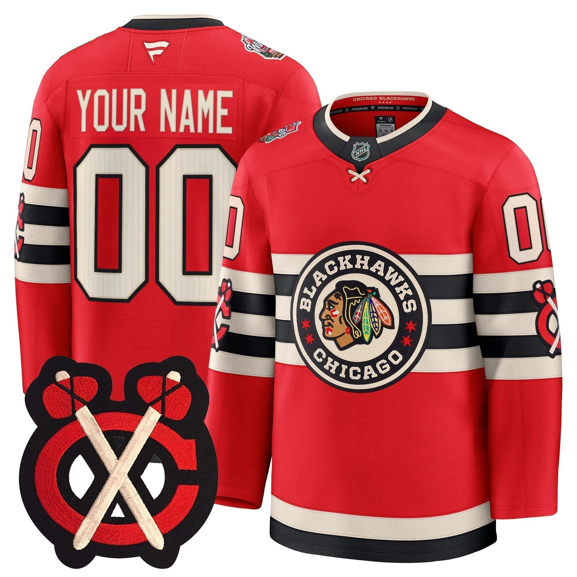 Chicago Blackhawks Winter Classic Patch Premium Custom Jersey - All Stitched by Chicago Blackhawks