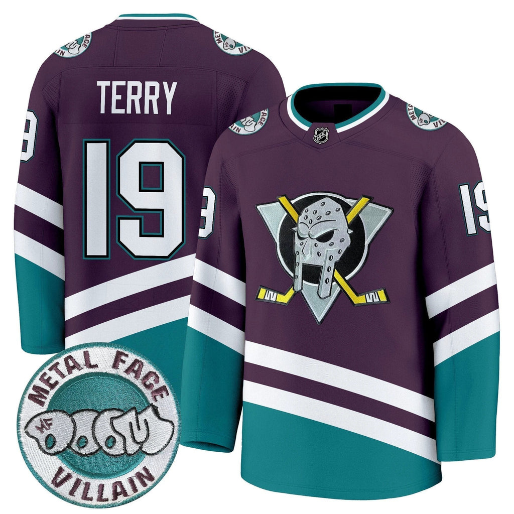 Men Anaheim Ducks MF DOOM Metal Face Villain Patch Premium Jersey - All Stitched by Anaheim Ducks