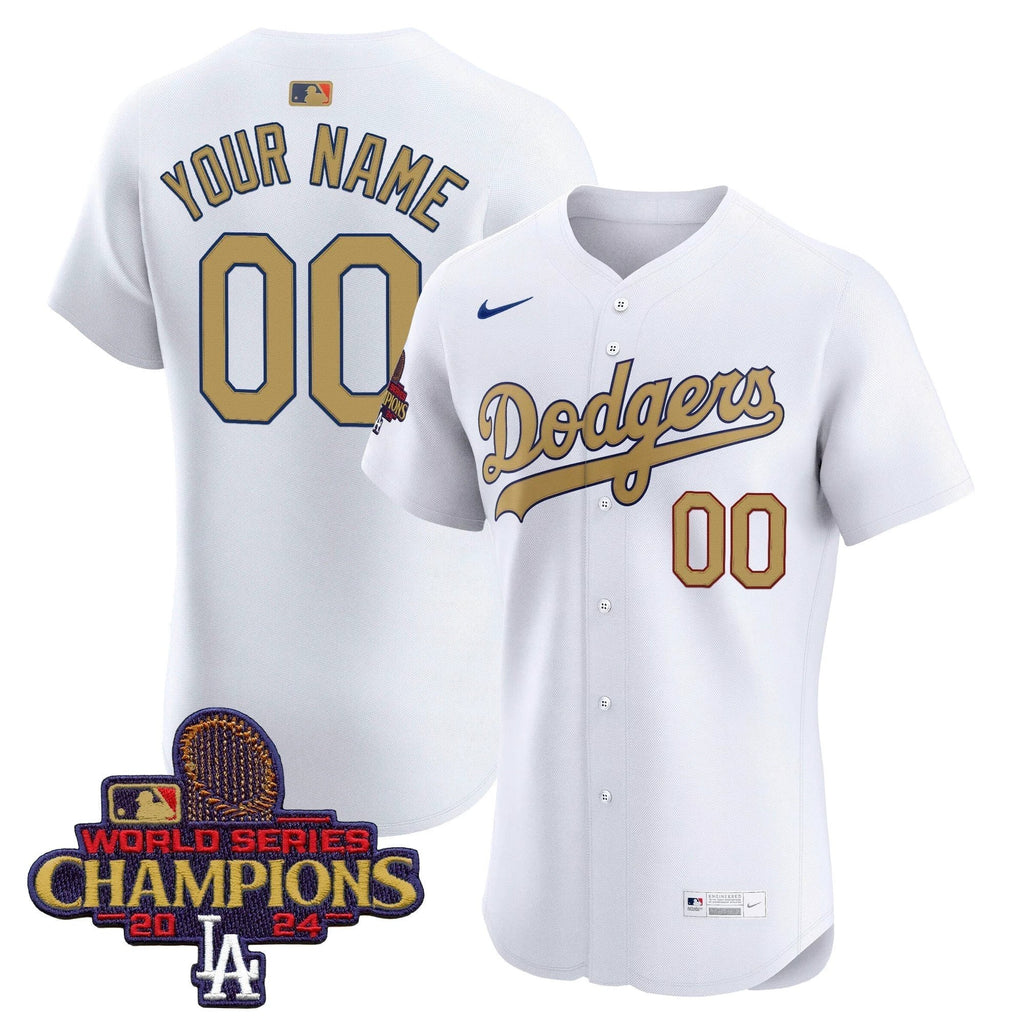 Dodgers 2025 Gold Vapor Premier Elite Custom Jersey - All Stitched by Los Angeles Dodgers