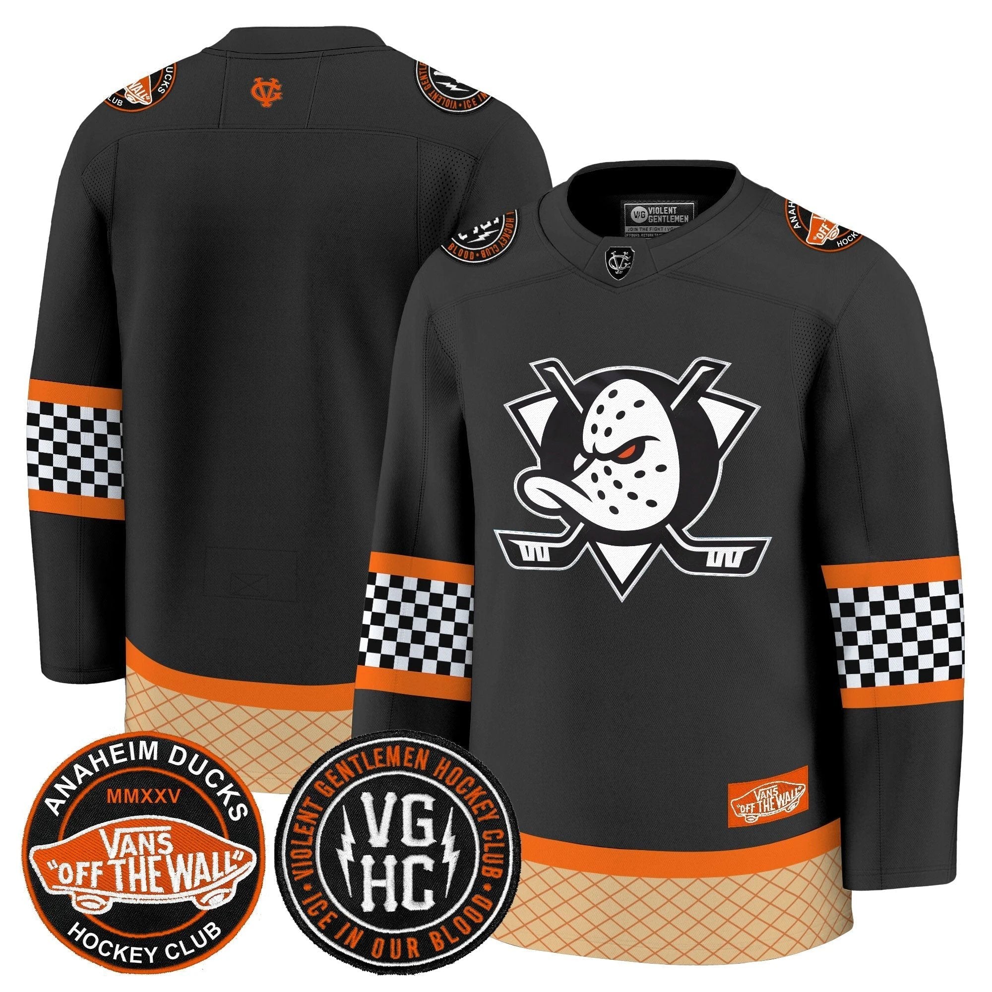 Men Anaheim Ducks Checkerboard 2025 Premium Jersey - All Stitched by Anaheim Ducks