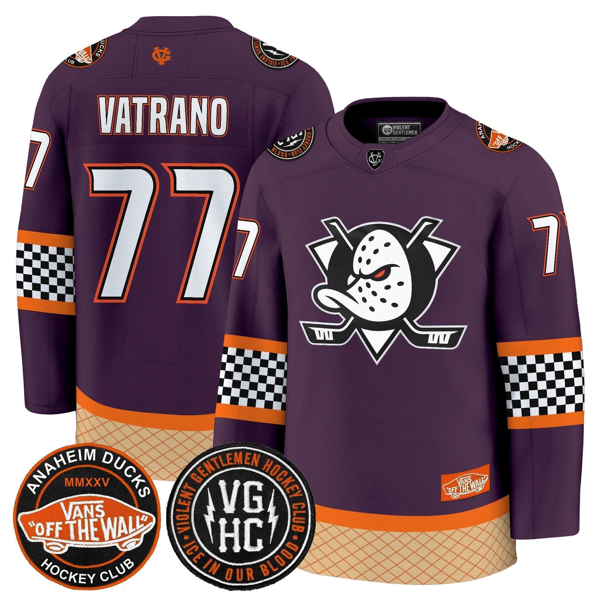 Men Anaheim Ducks Checkerboard 2025 Premium Jersey - All Stitched by Anaheim Ducks